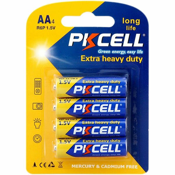 Pkcell 1.5V 3 lbs Heavy Duty AA Battery, 6PK0 PK130269